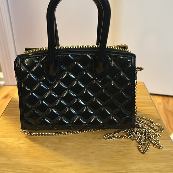 Black rubber/plastic mini bag with crossbody chain - Picture 4 of 10